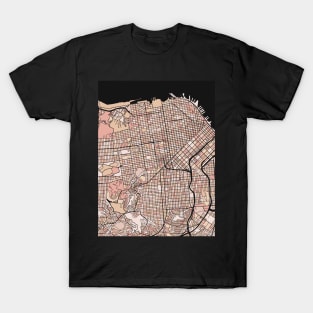 San Francisco Map Pattern in Soft Pink Pastels T-Shirt